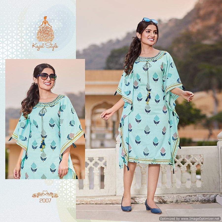 Cocktail 2 Stylish Fancy Ethnic Wear Cotton Kaftan Kurti Collection